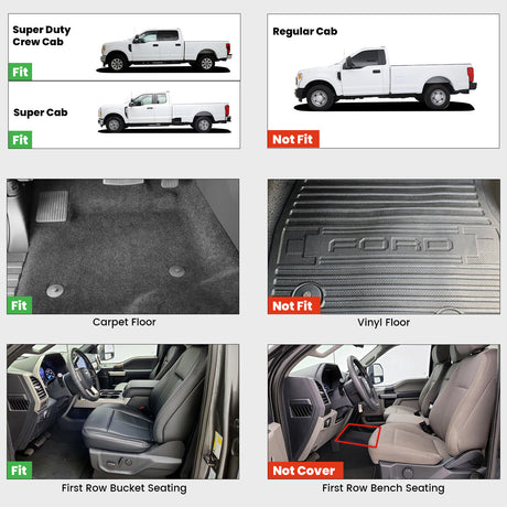 Fit for 2017-2026 Ford F-250 F-350 F-450 F-550 1st Row Floor Mats