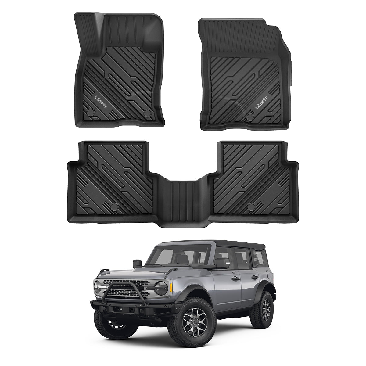 Ford Bronco Sport 2021-2024 Custom Floor Mats TPE Material 1st & 2nd R