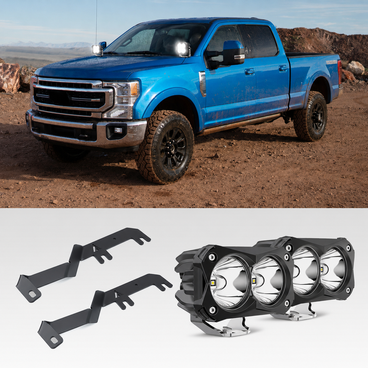 4.8 Inch LED Pod Ditch Light Kit for 2017-2021 Ford F-250 F-350 | LASFIT