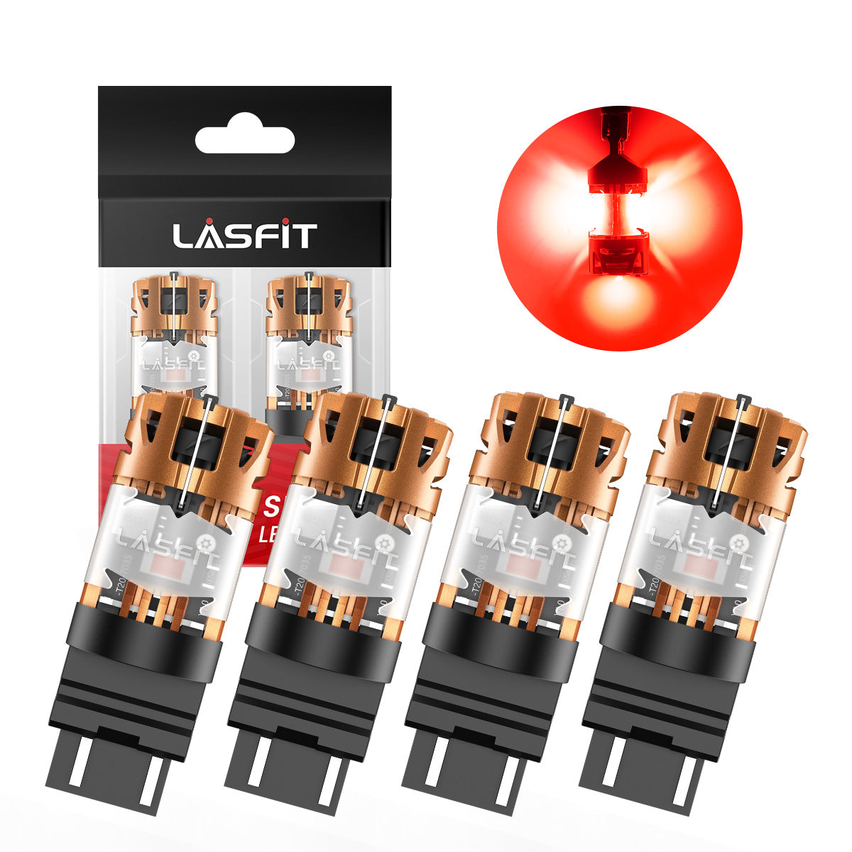 Red 4257 CanBus-Ready Rear Turn Signal Light Brake Light Tail Light LED Bulbs | D2 Series