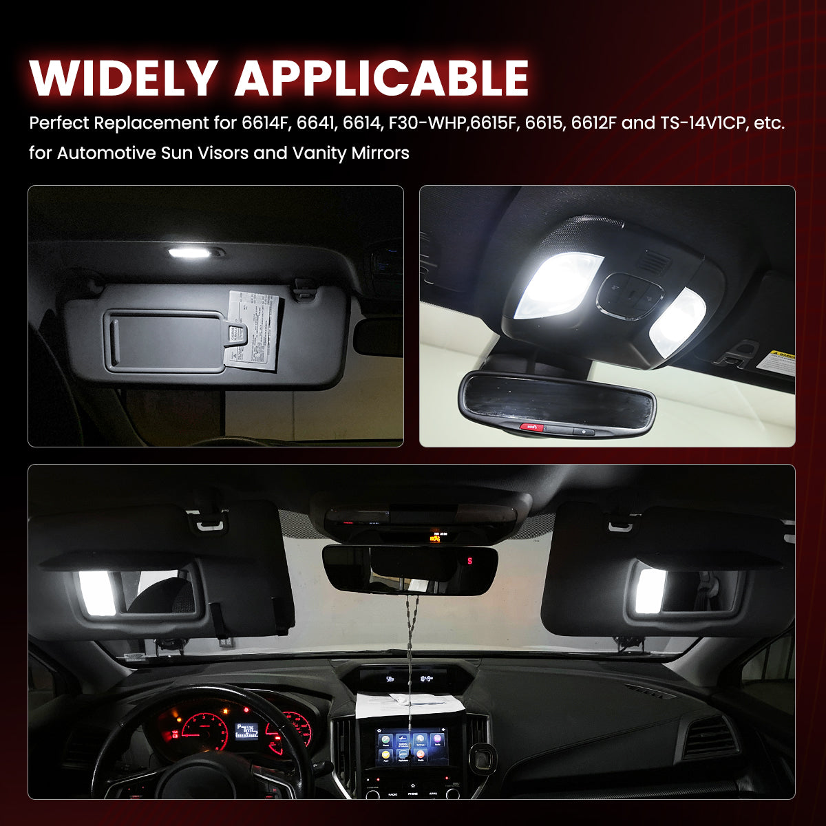 6614F 6614 LED Vanity Mirror Sun Visor Light Bulb, 4 Bulbs