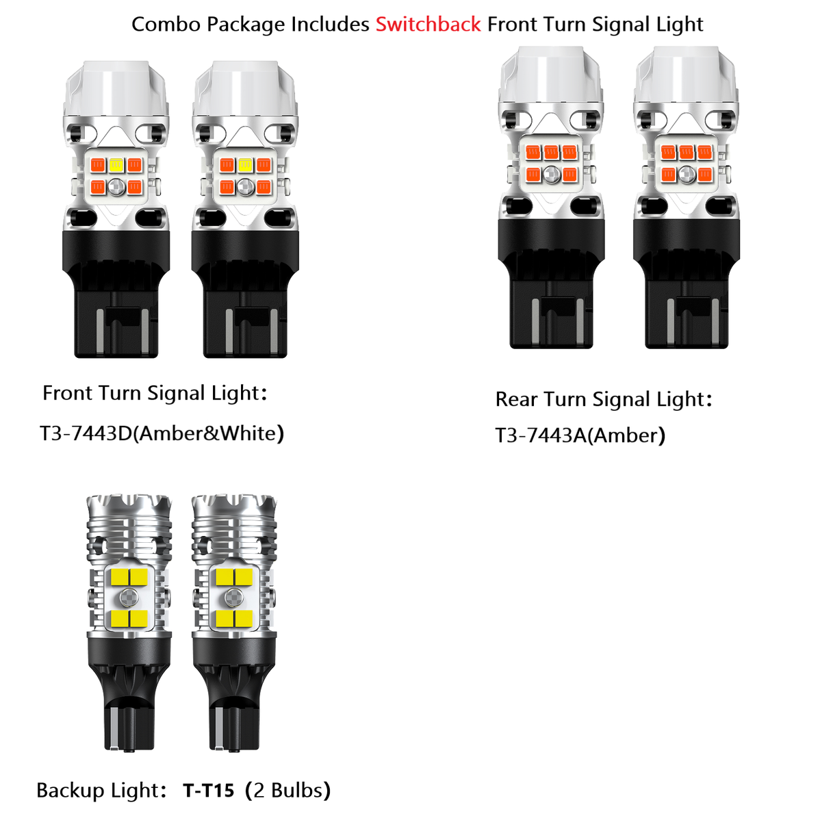 7443 LED Turn Signal Lights 921 LED Reverse Backup Lights | Combo Pack