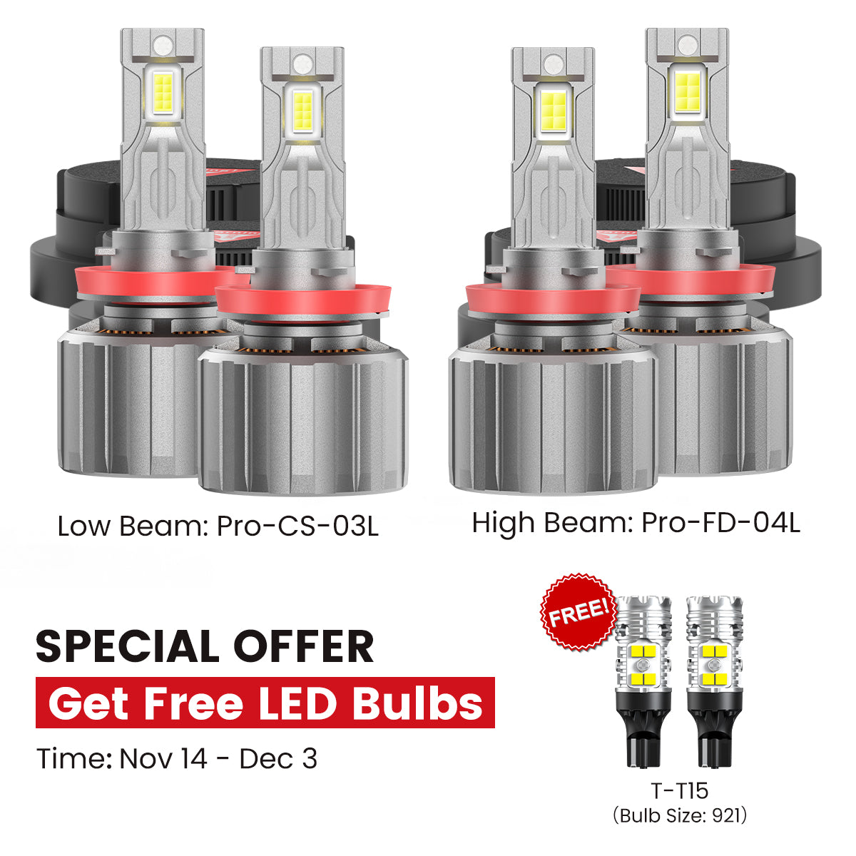 Fit for 2020-2026 Chevrolet Silverado HD 2500 3500 Custom H11 H9 LED Bulbs with Dust Cover | Pro-DC Series