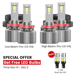 Fit for 2019-2026 Chevrolet Silverado 1500 WT/Custom/Custom Trail Boss Custom-Fit H11 9005 LED Bulbs with Dust Cover | Pro-DC Series