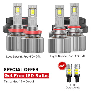 Fit for 2019-2026 Chevrolet Silverado 1500 WT/Custom/Custom Trail Boss Custom-Fit H11 9005 LED Bulbs with Dust Cover | Pro-DC Series