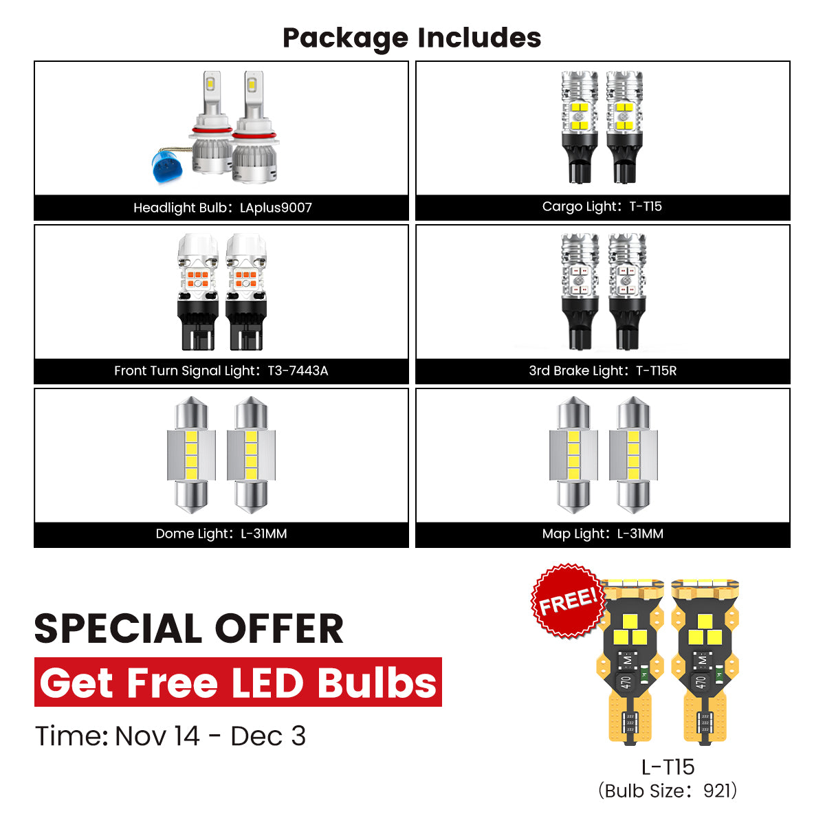 Fit for 2022-2025 Nissan Frontier 9007 HB5 LED Headlight Bulbs H8 H11 Fog Lights