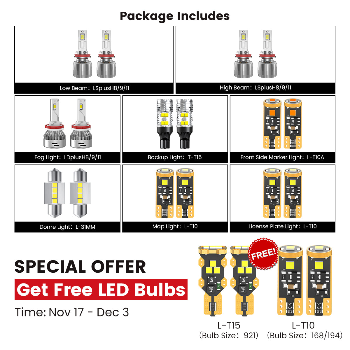 Fit for 2016-2023 Toyota Tacoma The Brightest LED Bulbs Upgrade | Tested and Verified