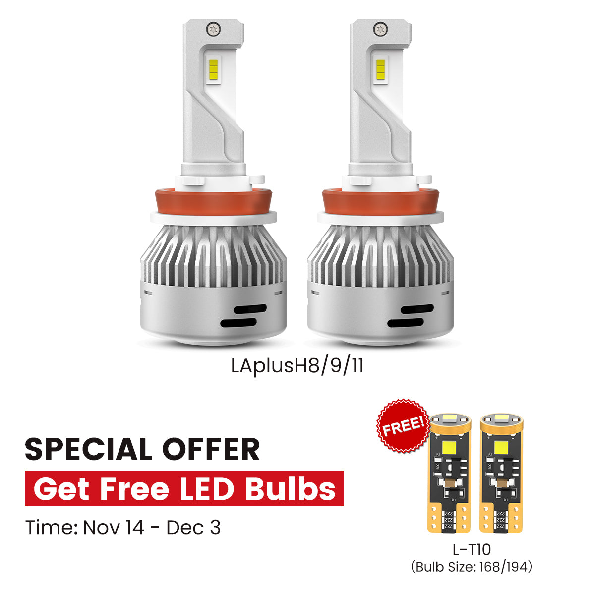 60W H11 H8 H9 LA Plus Series | 6,000LM 6000K LED Bulbs