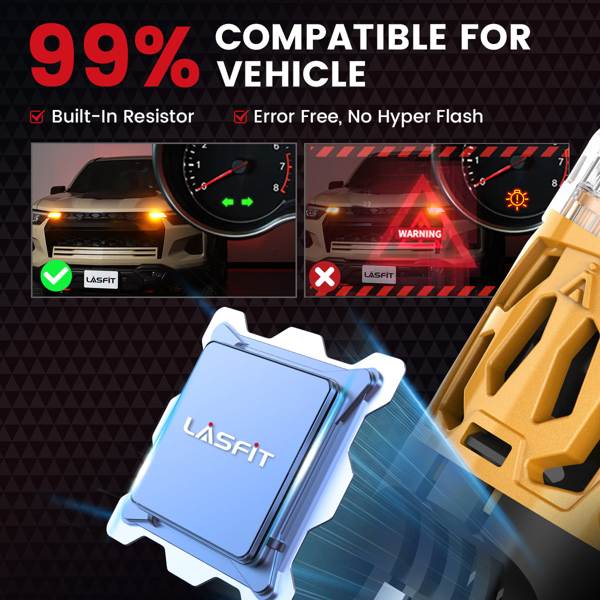 Lasfit 3157 led bulbs anti hyper flash and error code