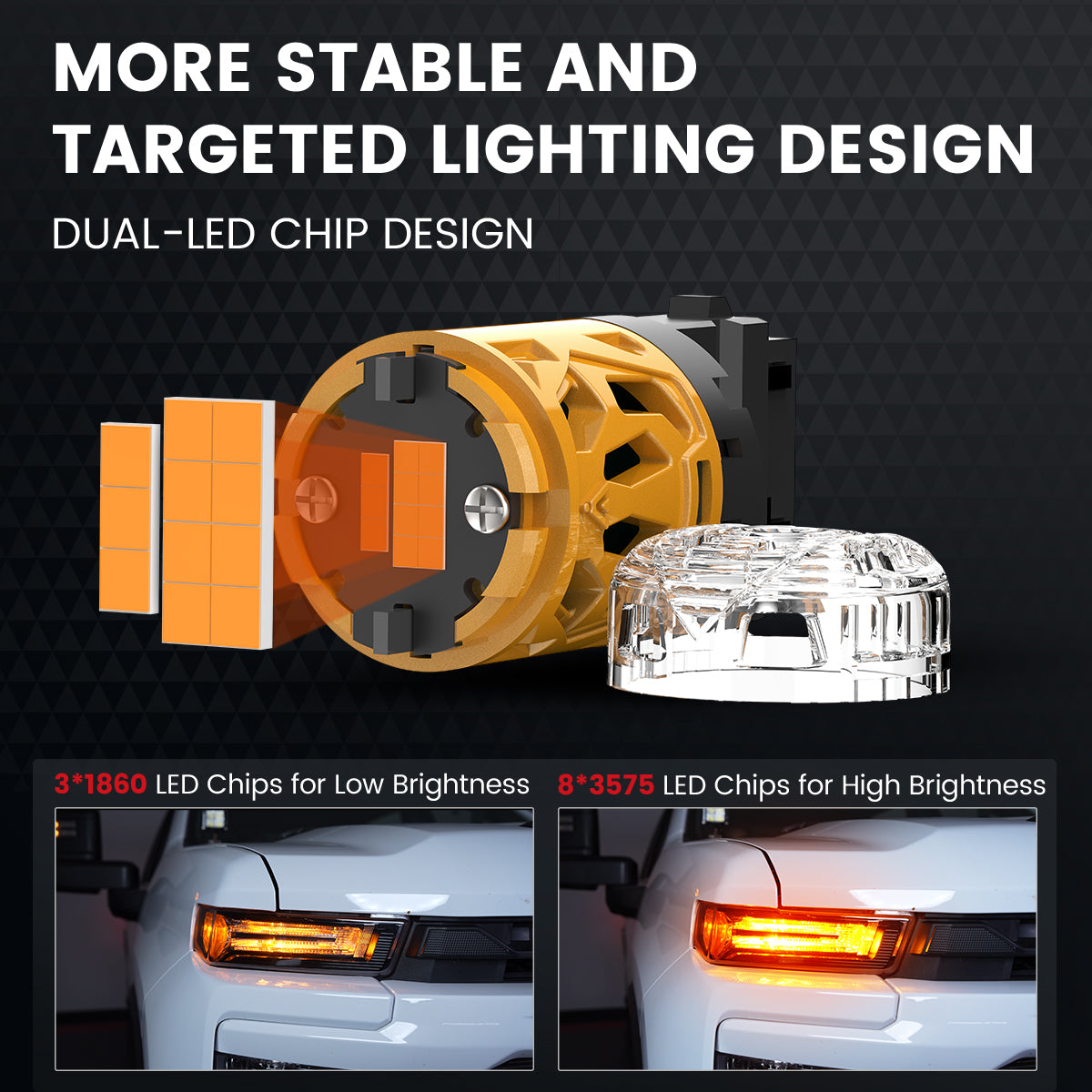 Lasfit 3157 led bulbs unique dual led chips design for intelligent brightness