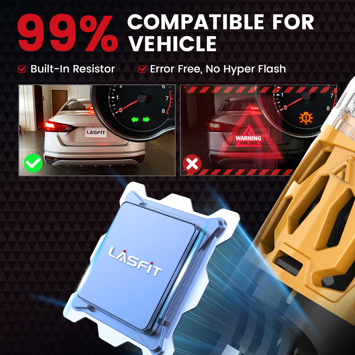 Lasfit 7443 led bulbs anti hyper flash and error code