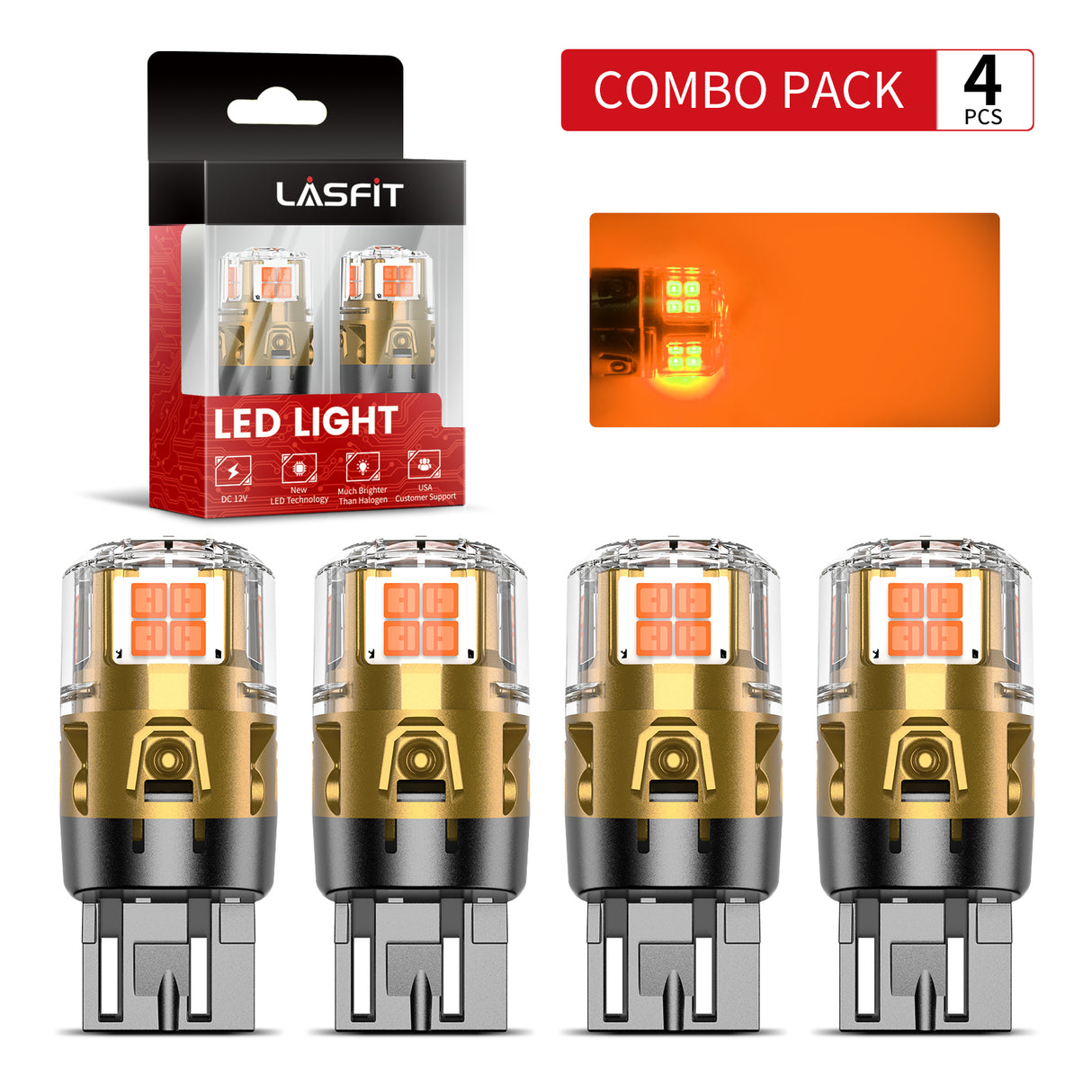 4PCS Lasfit L2-7443A led turn signal lights 