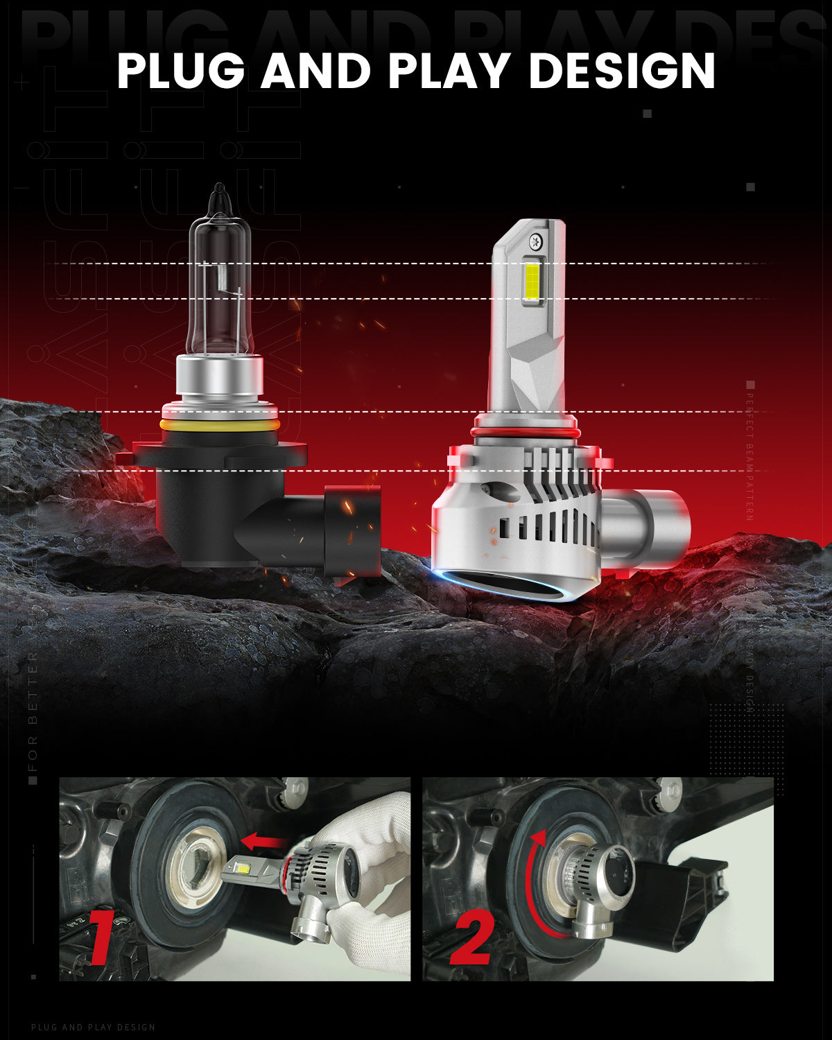 H10 LED Bulbs Fog Light 70W 7600LM 6000K | LAair Series, All-in-One Design