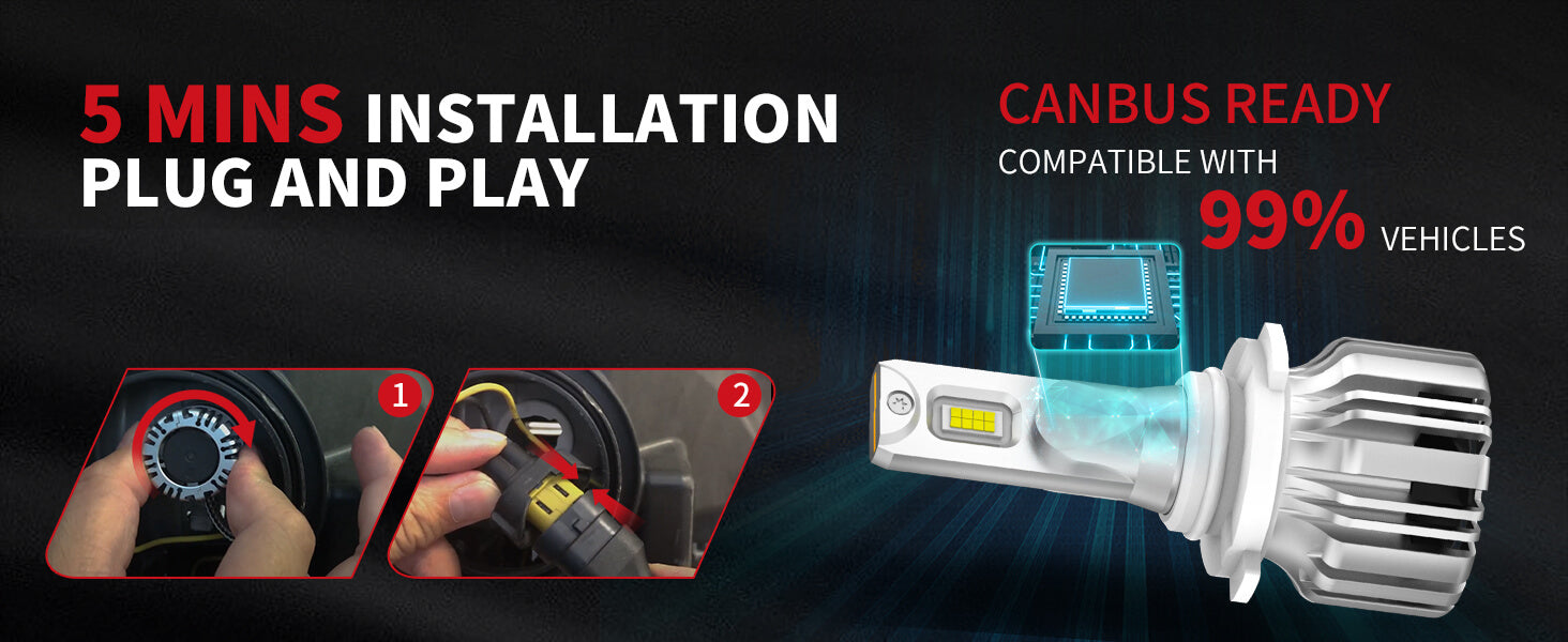 LC Plus 9005 9006 led bulbs easy installation