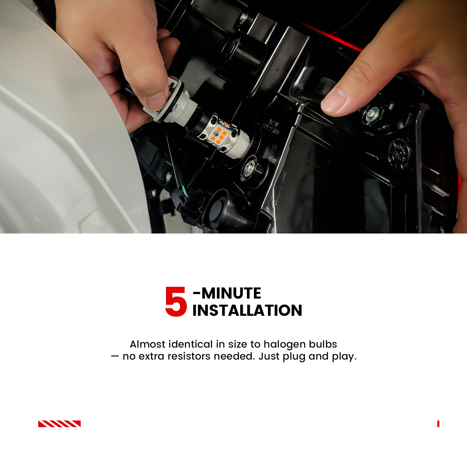 5 mins installation for Lasfit T3 7443 led turn signal bulbs