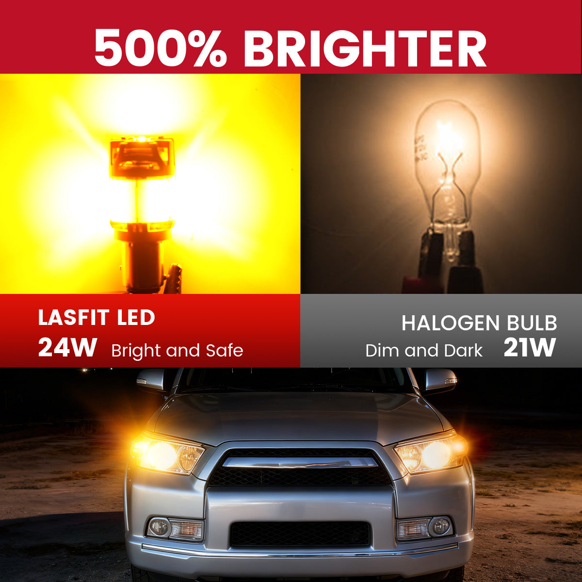 Lasfit amber 1156 led bulbs 500% brighter