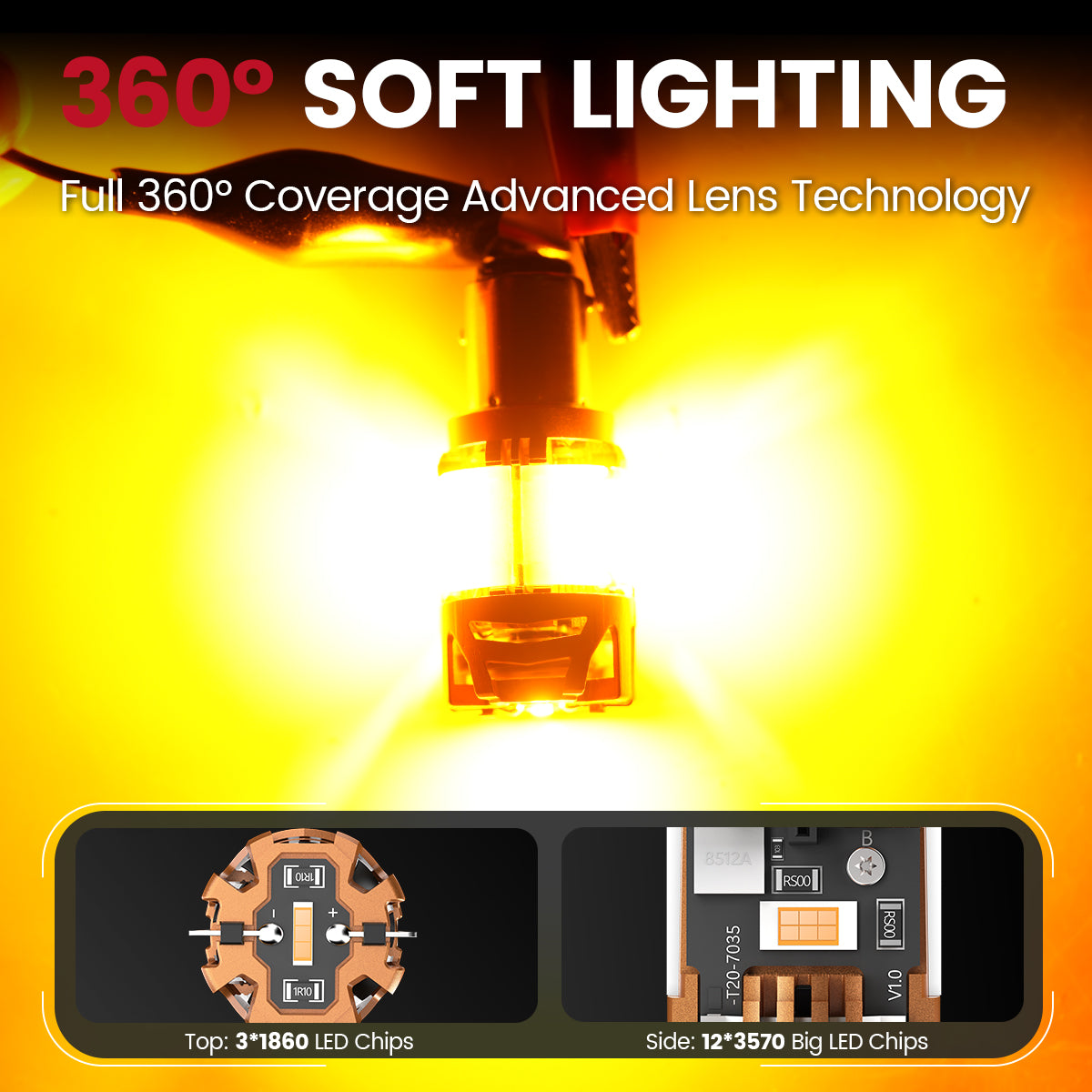 Lasfit amber 1157 led bulbs soft lighting