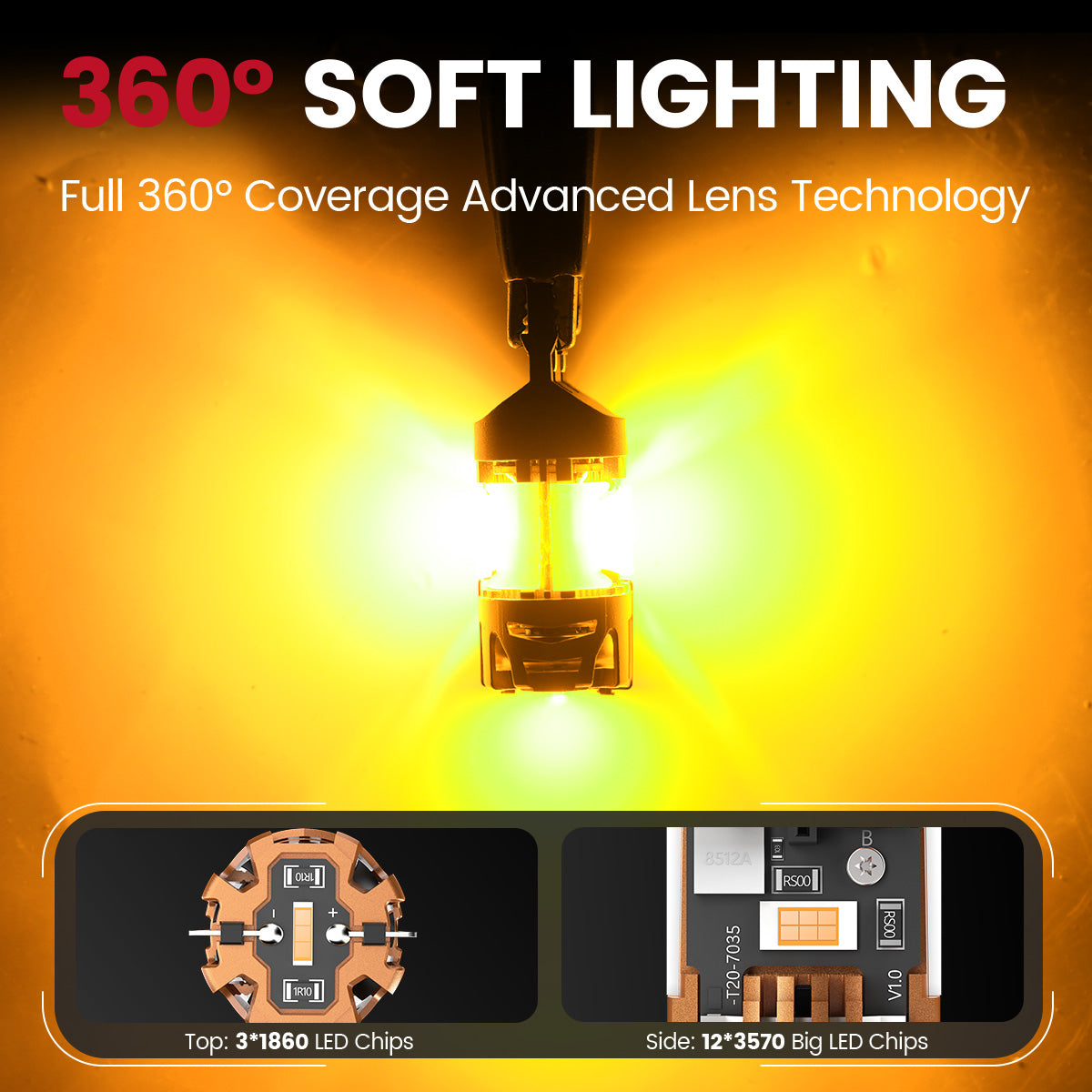 Amber 3157 CanBus-Ready Turn Signal Light LED Bulbs | D2 Series