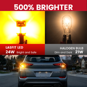 Lasfit amber PY21W led bulbs 500% brighter
