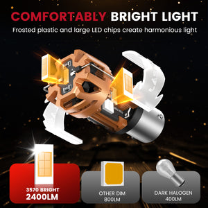 Lasfit amber PY21W led bulbs comfortably bright light