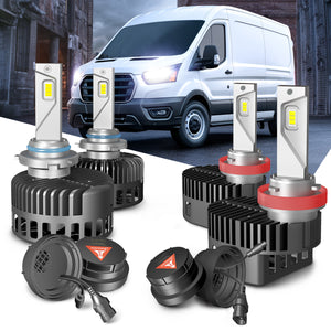 Fit for 2015-2025 Ford Transit-150/250/350 Custom H11 9005 LED Bulbs w/ Dust Cover | Pro-DC Series