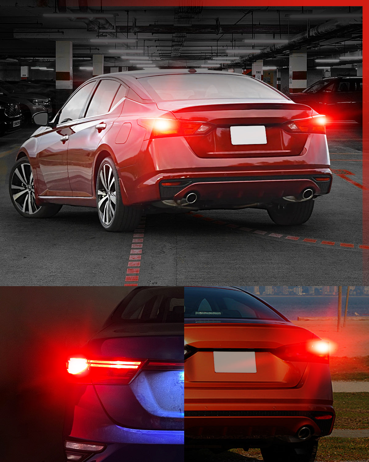 LASFIT 7443 7440 7444 LED Brake Tail Stop Parking Light Bulb | Red