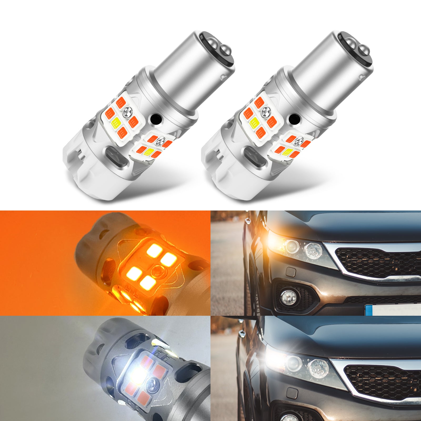 Syneticusa 3157 LED Switchback Decoding Turn Signal DRL Bulbs – CAN Bus Compatible, Error Free