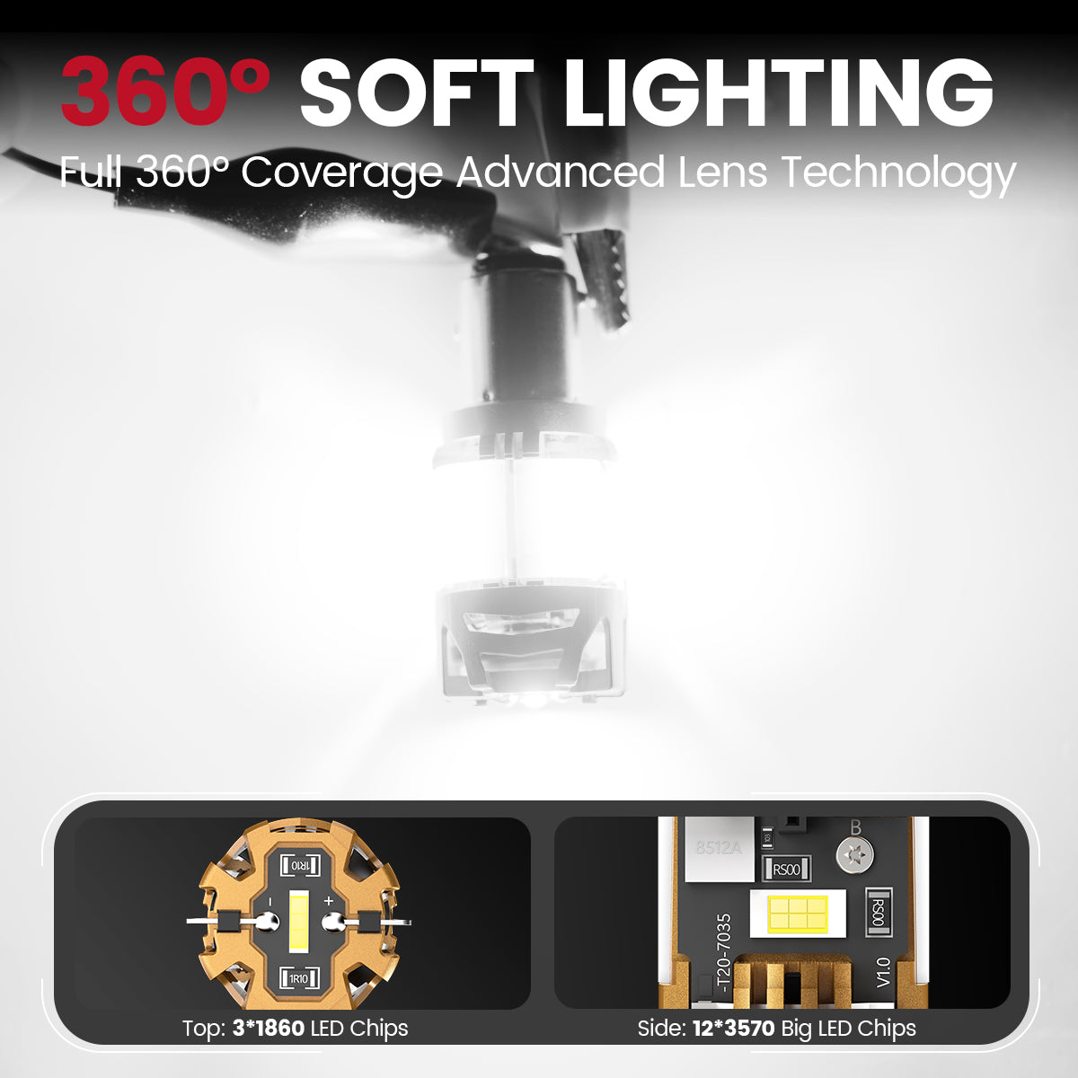 Lasfit 1156 led bulbs 360° soft lighting