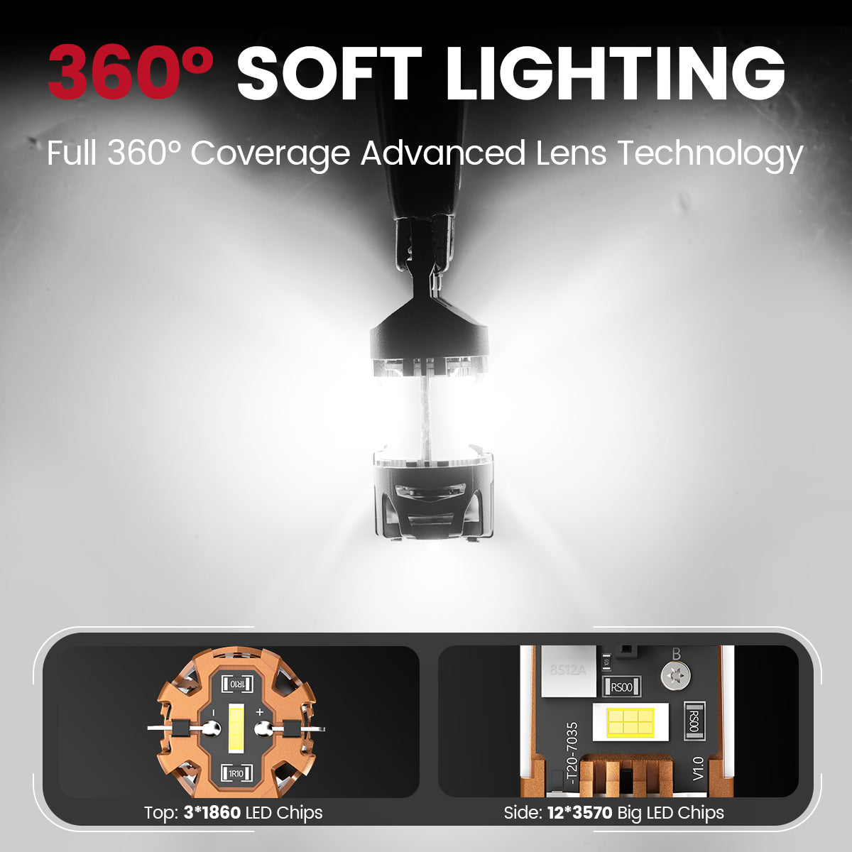 Lasfit 3157 led bulbs 360° soft lighting