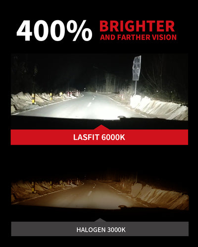 Lasfit LAplus 9005 400% brighter than halogen bulbs