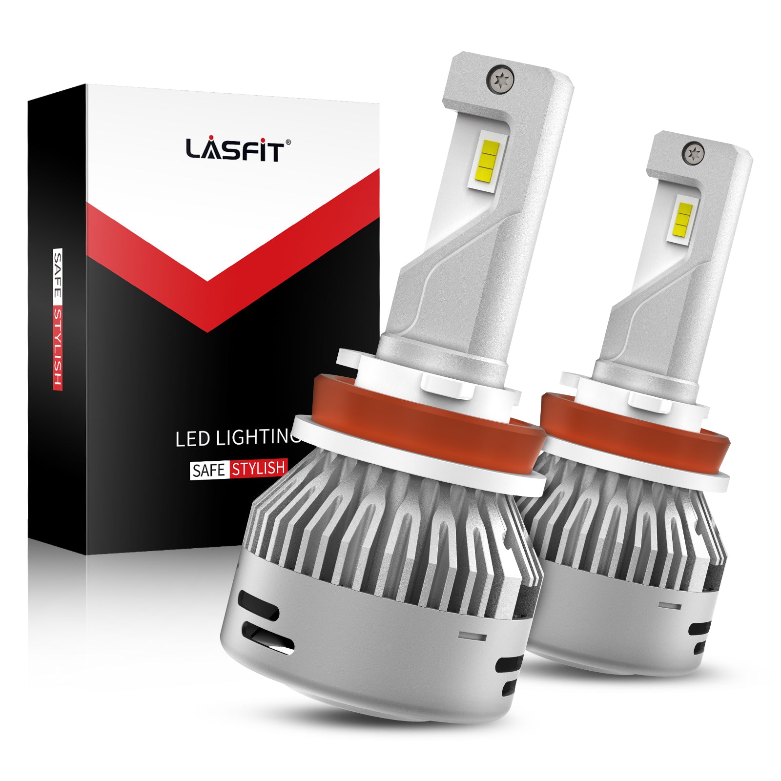 Lasfit H1 LED Headlight Bulbs, H1 High/Low Beam/Fog Light Bulbs- 50W 5000LM  6000K, White 2Pcs-Buy One Get 194 LEDs FREE 