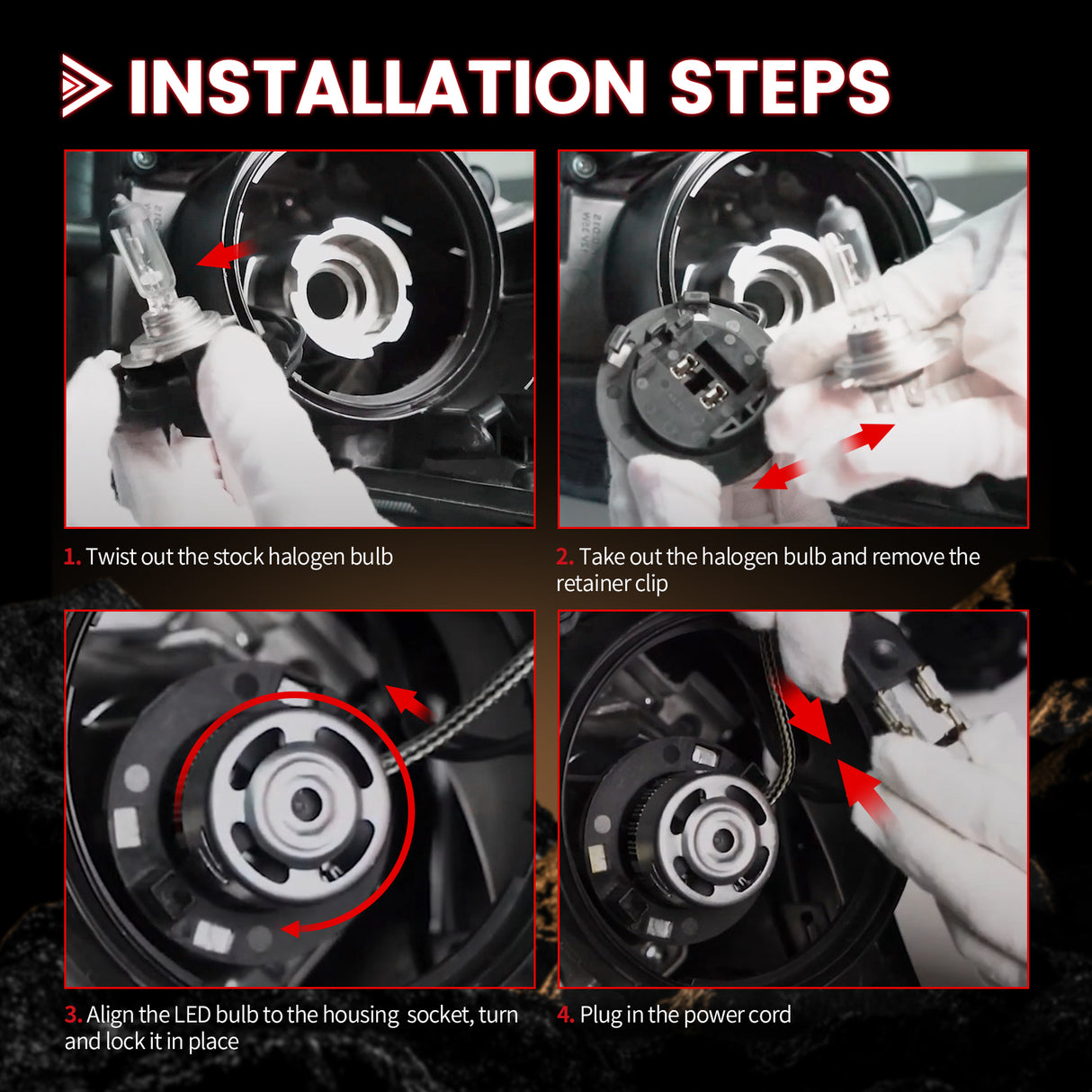 Lasfit custom-made H7 led bulbs installation steps
