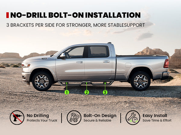 Lasfit running boards for 2019-2026 Ram 1500