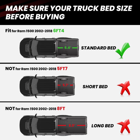 Fit for 2002-2025 Ram 2500 3500 Heavy Duty 6'4" Bed Mat, Don't fit with Optional Rambox