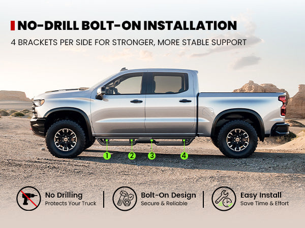 Lasfit running boards for 2019-2026 Chevrolet Silverado 1500