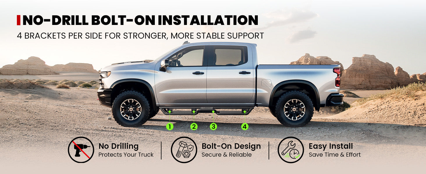 lasfit side steps for 2019-2026 Chevrolet Silverado 1500 