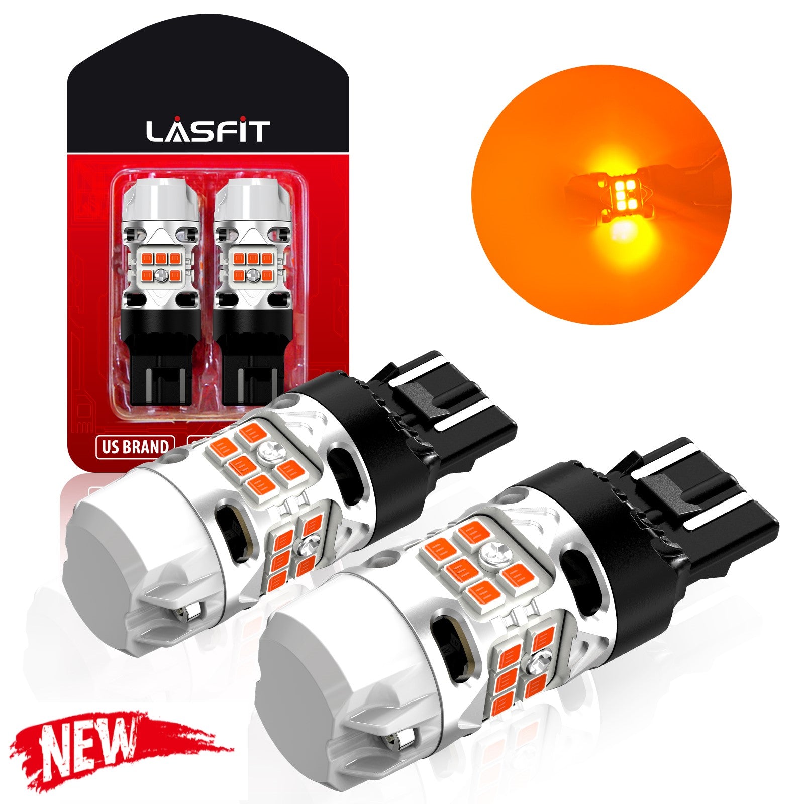  SIR IUS LED RLS 7440 7440A - Bombilla LED  antihiperintermitente, luz intermitente, luz intermitente, color ámbar,  naranja, cuerpo completo, de aluminio, filamento único, sin errores,  paquete de 2 : Automotriz
