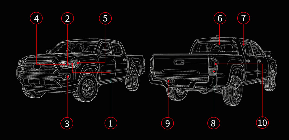 Tacoma LED Bulbs Location