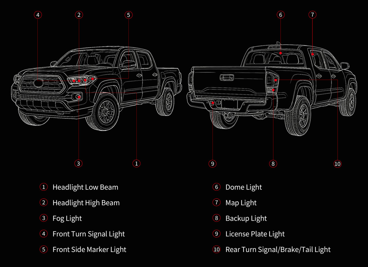 Tacoma LED Bulbs location