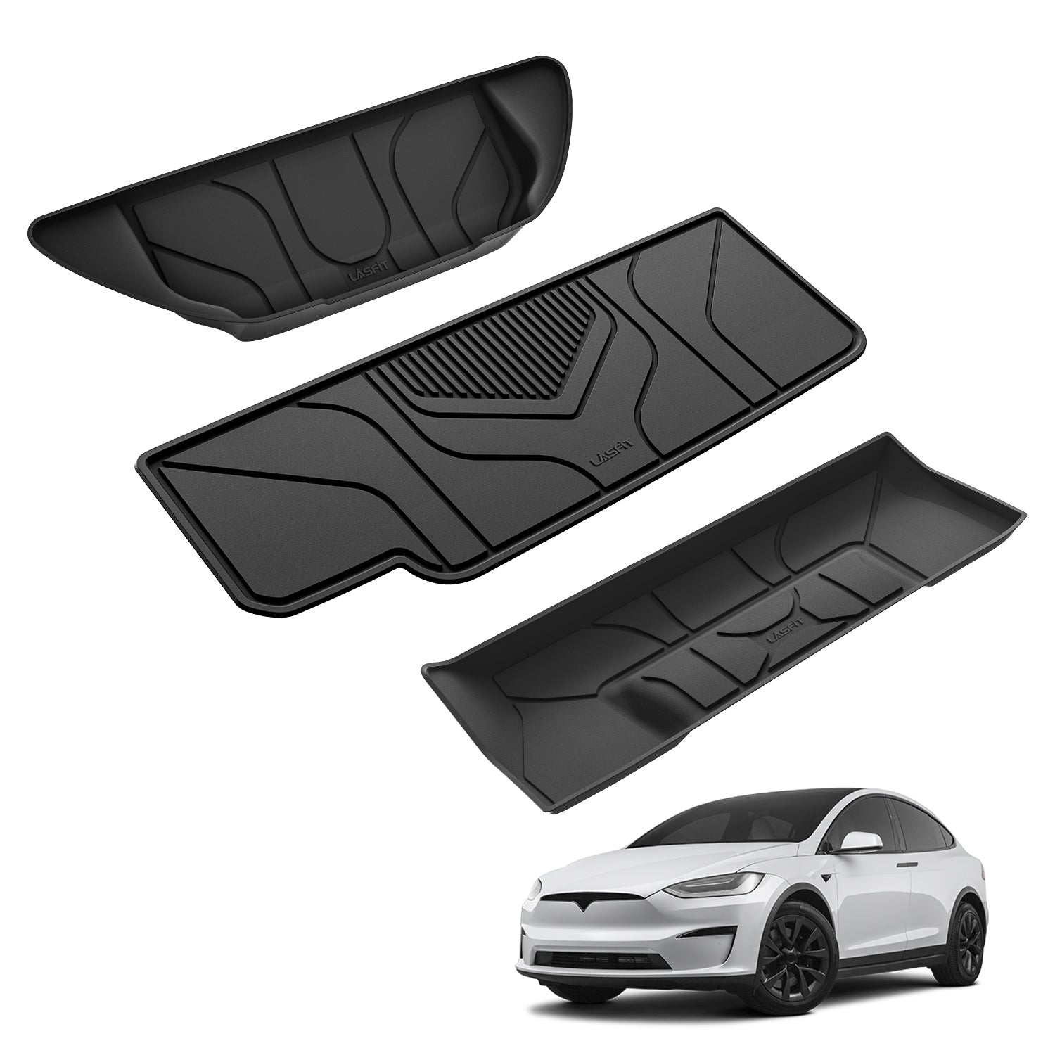 Tesla Model X 2021-2024 Custom Floor Mats TPE Material 1st & 2nd Row, Fit  for 6-Seater / Plaid ONLY