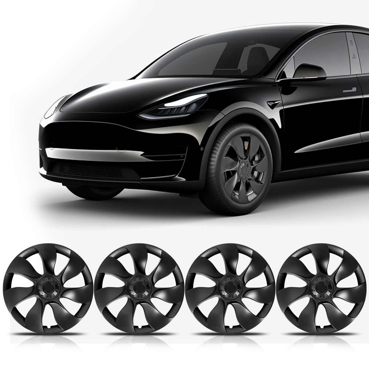 Set of 4 Vortex 19 hubcaps for Tesla Model Y