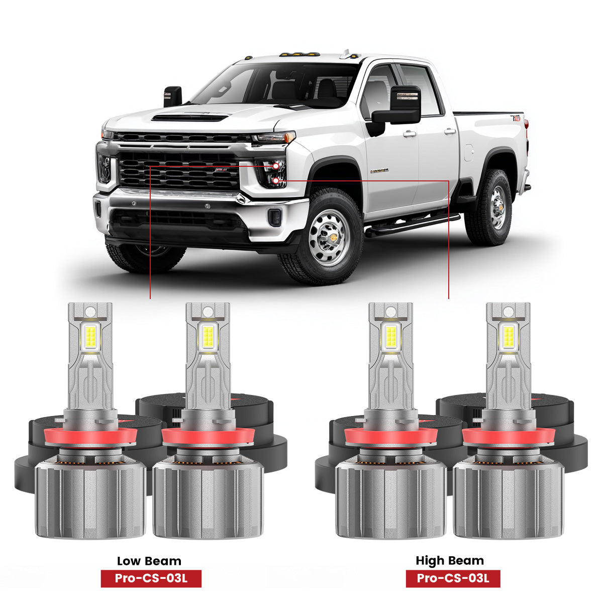 Perfect Seal] 2020-2026 Chevy Silverado HD 2500 3500 LED Bulbs
