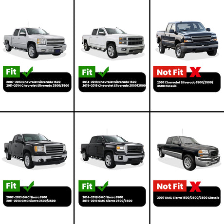 Fit for 2007-2018 GMC Sierra 1500 Heavy Duty 5.8FT or 6.5FT Bed Mat, Not Fit 2007 Classic Body Style