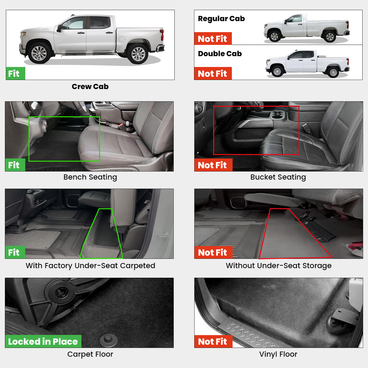 Fit for 2020-2025 GMC Sierra HD 2500 3500 Floor Mats, Fit Bench Seat & Carpet Floor Only