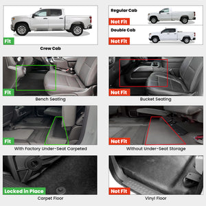 Fit for 2020-2025 GMC Sierra HD 2500 3500 Floor Mats, Fit Bench Seat & Carpet Floor Only