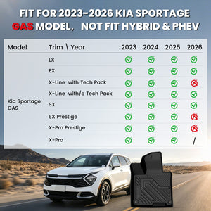 Fit for 2023-2026 Kia Sportage Floor Mats or Seatback or Cargo Mat, Not Fit Hybrid