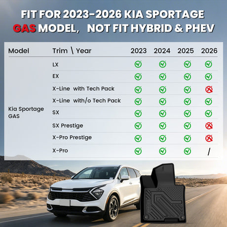 Fit for 2023-2026 Kia Sportage Floor Mats or Seatback or Cargo Mat, Not Fit Hybrid