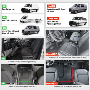Fit for 2019-2026 Mercedes Benz Sprinter 1st Row Mat, Fit Cab Chassis or Cargo Van With Bucket Seats or Crew Van Without floor air duct