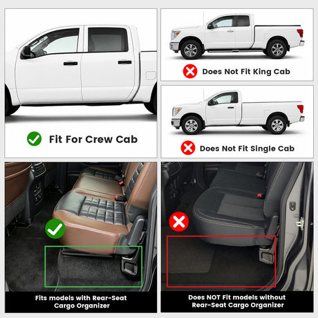 Fit for 2016-2024 Nissan Titan XD TPE Floor Mats, Fit Equipped with Rear Seat Cargo Organizer