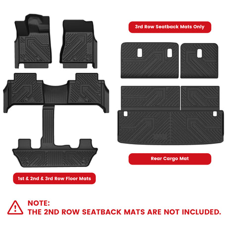 Fit for 2025 Nissan Armada TPE Floor Mats / Cargo Mat & Seatback Mats